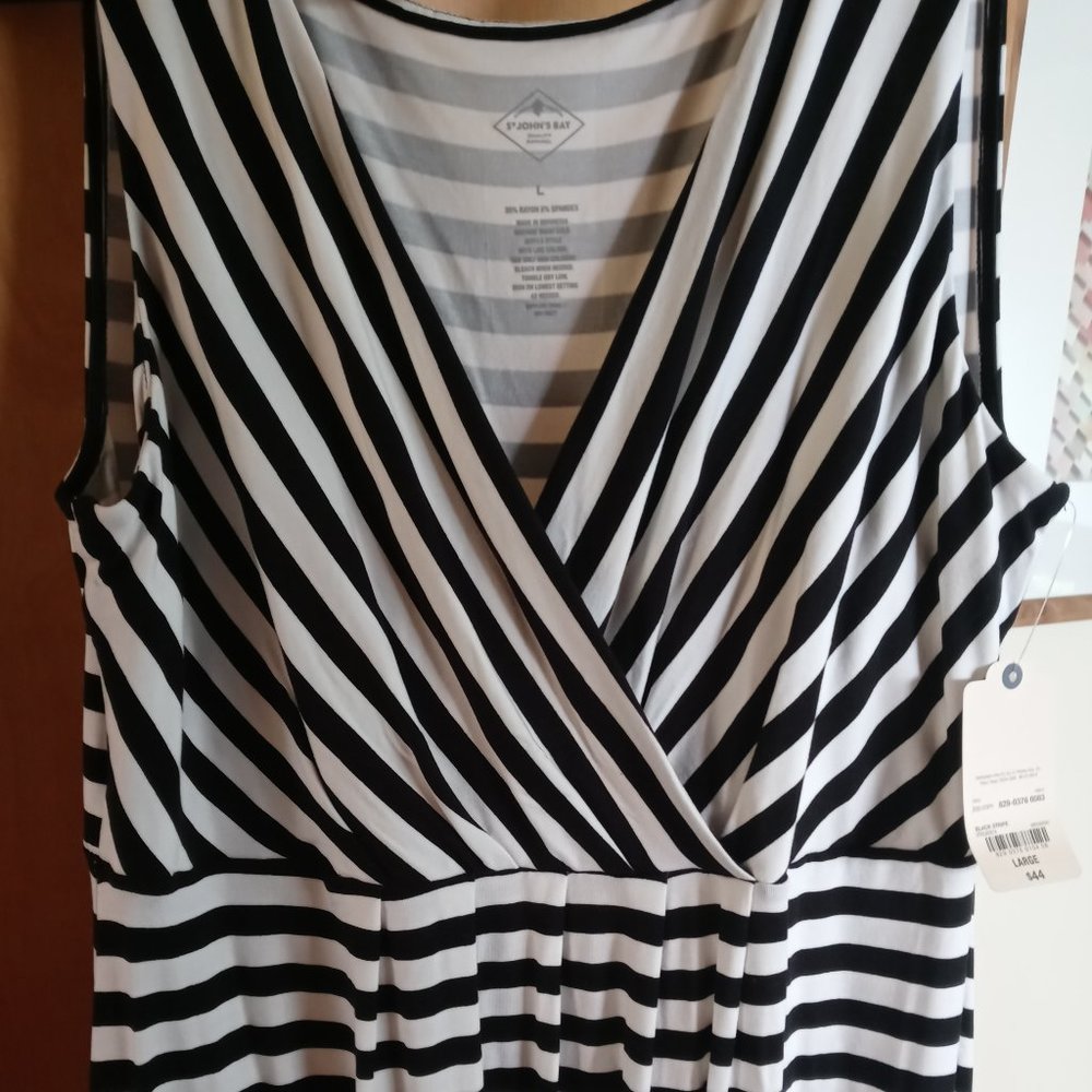 Black Striped Dress (Size Large), St. John's Bay